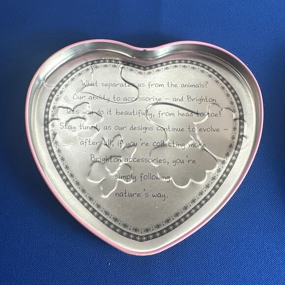Brighton Jewelry Tin Trinket Box Heart-Shaped Floral - Picture 4 of 4